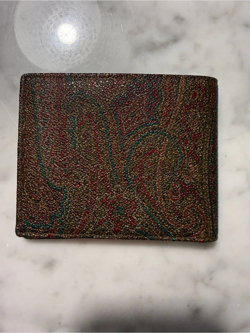 Etro Leather Bifold Wallet - Brown Patterned Paisley